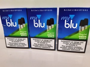 120 X PACK OF 2 - 1.5ml MY BLU LIQUIDPODS (9mg/ml) GREEN APPLE FLAVOURED - IN 2 BOXES