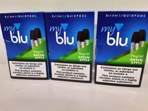 120 X PACK OF 2 - 1.5ml MY BLU LIQUIDPODS (9mg/ml) GREEN APPLE FLAVOURED - IN 2 BOXES