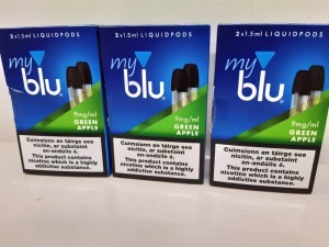 120 X PACK OF 2 - 1.5ml MY BLU LIQUIDPODS (9mg/ml) GREEN APPLE FLAVOURED - IN 2 BOXES