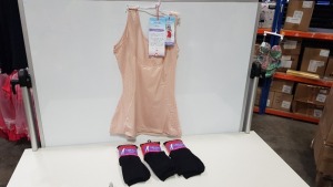 48 X BRAND NEW SPANX REGULAR BLACK SOCKS $18.00 AND 3 X BRAND NEW SPANX LUXE AND LEAN POLKA DOT ROSE OPEN- BUST TANKINI RRP $44.00