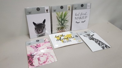 1152 X BRAND NEW A3 POSTERS IN VARIOUS DESIGNS IE BUT FIRST MAKEUP, FLOWER POSTER, STAY WILD, XOXO, LET THE ADVENTURE BEGIN, GIRAFFE AND A PINEAPPLE POSTER IN 32 BOXES