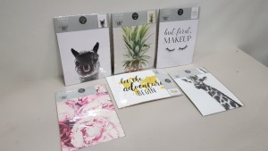 1152 X BRAND NEW A3 POSTERS IN VARIOUS DESIGNS IE BUT FIRST MAKEUP, FLOWER POSTER, STAY WILD, XOXO, LET THE ADVENTURE BEGIN, GIRAFFE AND A PINEAPPLE POSTER IN 32 BOXES