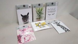 1152 X BRAND NEW A3 POSTERS IN VARIOUS DESIGNS IE BUT FIRST MAKEUP, FLOWER POSTER, STAY WILD, XOXO, LET THE ADVENTURE BEGIN, GIRAFFE AND A PINEAPPLE POSTER IN 32 BOXES