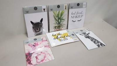 1152 X BRAND NEW A3 POSTERS IN VARIOUS DESIGNS IE BUT FIRST MAKEUP, FLOWER POSTER, STAY WILD, XOXO, LET THE ADVENTURE BEGIN, GIRAFFE AND A PINEAPPLE POSTER IN 32 BOXES