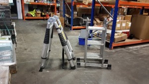 1 X ADJUSTABLE STEP LADDER AND 1 X STEP LADDER