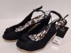 25 X BRAND NEW F&F WEDGE SHOES IN BLACK WITH LEOPARD PRINT IN VARIOUS SIZES (UK4,5,6 & 8)