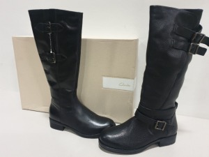 6 X BRAND NEW CLARK MID LONG ADELIA DUSK & TAMRO SPICE BOOTS IN VARIOUS SIZES - 6.5 / 5.5 / 4 UK