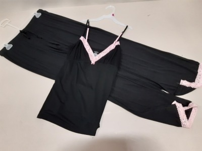 20 X BRAND NEW GEORGE PINK AND BLACK PYJAMA/ LOUNGE SETS IN VARIOUS SIZES