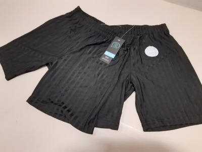 45 X BRAND NEW PE BLACK STRIPPED SHORTS IN SIZE 9 - 10 YEARS
