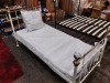 1 X SINGLE BEDS WHITE METAL WITH BRASS ORNAMENT (SAMPLE PRE BUILT ) COMES WITH A MATTRES AND A PILLOW