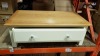1 X COFFEE TABLE/ TV STAND IN OAK AND CREAM 1 DRAW 58CM X 110CM X 38CM