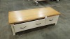1 X COFFEE TABLE/ TV STAND IN OAK AND CREAM 52CM X 133CM X 41CM