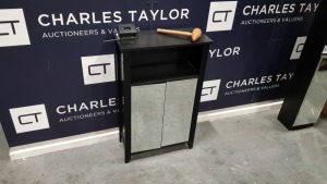 7 X 2 MIRRORED DOOR CABINET IN BLACK 91CM X 56CM X 25CM