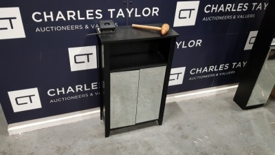 7 X 2 MIRRORED DOOR CABINET IN BLACK 91CM X 56CM X 25CM