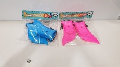 168 X BRAND NEW 9 INCH SWIMMING FLIPPERS (SWIM LIKE A SHARK) IN 7 BOXES