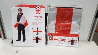 120 X BRAND NEW 2 IN 1 ENGLAND FLAG BAGS WITH FOLD OUT FLAG IN 6 BOXES