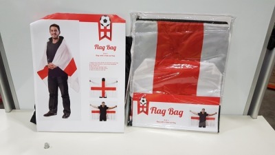 120 X BRAND NEW 2 IN 1 ENGLAND FLAG BAGS WITH FOLD OUT FLAG IN 6 BOXES