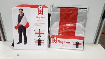 120 X BRAND NEW 2 IN 1 ENGLAND FLAG BAGS WITH FOLD OUT FLAG IN 6 BOXES