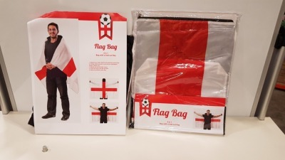 120 X BRAND NEW 2 IN 1 ENGLAND FLAG BAGS WITH FOLD OUT FLAG IN 6 BOXES