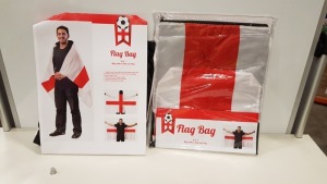 120 X BRAND NEW 2 IN 1 ENGLAND FLAG BAGS WITH FOLD OUT FLAG IN 6 BOXES