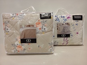 14 X BRAND NEW DREAM AND DRAPES BELVOIR 2 ASSORTED REVERSIBLE BED SPREADS - 229CM X 195CM