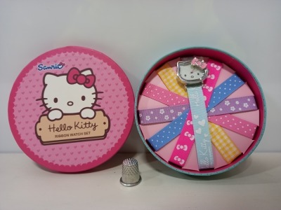 20 X HELLO KITTY WATCHES IN HELLO KITTY BOXES WITH 5 WATCH STRAPS