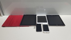 2 X APPLE IPADS, 1 X IPAD MINI AND 2 X IPHONES ALL FOR SPARES