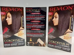 48 X BRAND NEW REVLON COLORSILK ALL IN ONE BUTTERCREAM VIOLET BLACK HAIR COLOUR IN 4 BOXES