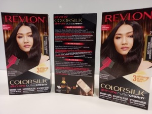 48 X BRAND NEW REVLON COLORSILK ALL IN ONE BUTTERCREAM BLUE BLACK HAIR COLOUR IN 4 BOXES