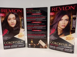 8 X BRAND NEW REVLON COLORSILK ALL IN ONE BUTTERCREAM MEDIUM NATURAL BROWN HAIR COLOUR AND 8 X BRAND NEW REVLON COLORSILK ALL IN ONE BUTTERCREAM VIOLET BLACK HAIR COLOUR