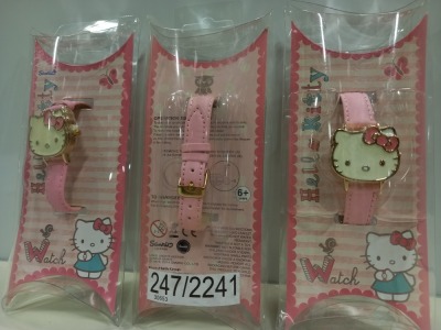 APPROX 50 X BRAND NEW BOXED HELLO KITTY FLIP UP FACE WATCHES