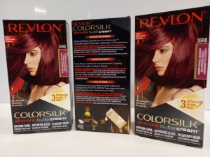 48 X BRAND NEW REVLON COLORSILK ALL IN ONE BUTTERCREAM RED BURGUNDY HAIR COLOUR IN 4 BOXES