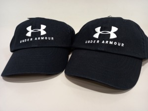 15 X BRAND NEW BAGGED UNDER ARMOUR BLACK CAPS - WOMEN'S - (PICK LOOSE) RRP £17.99 EACH - TOTAL £269.85