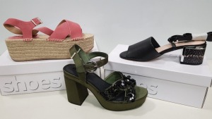 15 X BRAND NEW TOPSHOP SHOES IN VARIOUS STYLES AND SIZES INCLUDING LOTUS KHAKI SHOES UK SIZE 5, NEEVE BLACK SHOES UK SIZE 4 AND WOLF PINK SHOES UK SIZE 6