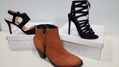 15 X BRAND NEW TOPSHOP AND DOROTHY PERKINS SHOES IN VARIOUS STYLES AND SIZES INCLUDING RUPA2 BLACK SHOES UK SIZE 2, CORE COURTS BLACK ELEVEN SHOES UK SIZE 5 AND AMBUSH SHOES UK SIZE 9