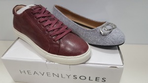 19 X PAIRS OF SHOES IE - 16 X BRAND NEW JD WILLIAMS GREY SHOES SIZE 4EEE AND 3 X BRAND NEW HEAVENLY SOLES BURGUNDY SHOES UK SIZE 5