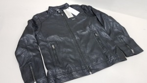 9 X BRAND NEW SELECTED HOMME BLACK LEATHER JACKETS IN SIZE LARGE