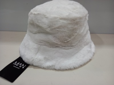 20 X BRAND NEW BOOHOO MAN FAUX FUR BUCKET HAT IN WHITE ONE SIZE