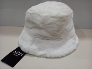 20 X BRAND NEW BOOHOO MAN FAUX FUR BUCKET HAT IN WHITE ONE SIZE