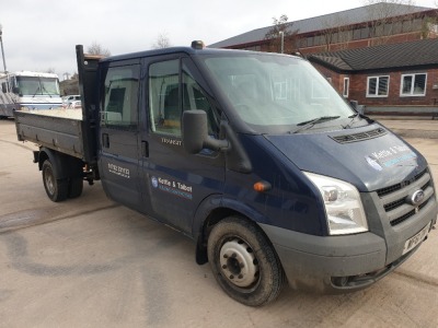 BLUE FORD TRANSIT 115 T350L D/C RWD. ( DIESEL ) Reg : WF61DNY Mileage : 137411 Details: ENGINE SIZE: 2402CC, WITH V5, 2 KEYS, MOT UNTIL 16/02/2022, TWIN CAB TIPPER, FITTED WITH LOCKABLE TOOL CHEST WITH KEY, FITTED WITH TOW BAR