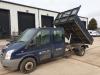 BLUE FORD TRANSIT 115 T350L D/C RWD. ( DIESEL ) Reg : WF61DNY Mileage : 137411 Details: ENGINE SIZE: 2402CC, WITH V5, 2 KEYS, MOT UNTIL 16/02/2022, TWIN CAB TIPPER, FITTED WITH LOCKABLE TOOL CHEST WITH KEY, FITTED WITH TOW BAR - 6