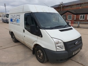 WHITE FORD TRANSIT (C347MCA). ( DIESEL ) Reg : MFZ 8391, Mileage : 98819 Details: WITH 1 KEY NO MOT WITH LOG BOOK AIR CONDITIONING FIRST REGISTERED 06/03/2013 2198CC