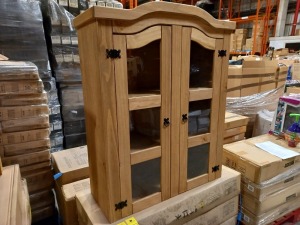 5 X BRAND NEW BOXED MONTROSE MONTERREY GLASSED DRESSER TOP IN WAXED PINE COLOUR