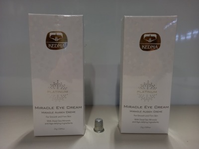 4 X BRAND NEW BOXED KEDMA PLATINUM MIRACLE EYE CREAM WITH DEAD SEA MINERALS AND AGE-DEFYING INGREDIENTS FOR SMOOTH AND FIRM SKIN (25G) TOTAL RRP $1,596.00