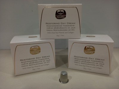 3 X BRAND NEW BOXED KEDMA RESTORING DAY CREAM WITH DEAD SEA MINERALS AND COLLAGEN (50G) RRP $897.00