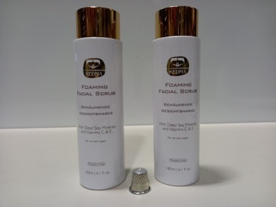 6 X BRAND NEW KEDMA FOAMING FACIAL SCRUB WITH DEAD SEA MINERALS AND VITAMINS C & E (180ML) TOTAL RRP $599.70