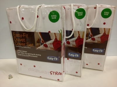 10 X BRAND NEW STRAWBERRY KING SIZE EASY FIT DUVET COVER SET