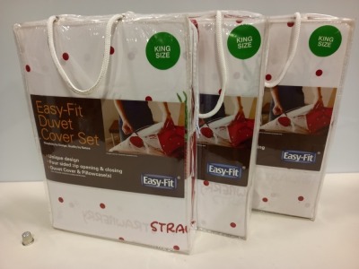 10 X BRAND NEW STRAWBERRY KING SIZE EASY FIT DUVET COVER SET