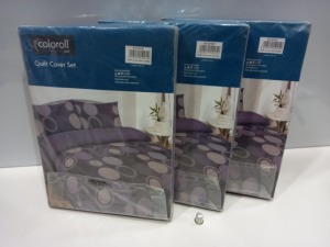 24 X BRAND NEW COLOROLL DOUBLE QUILT COVER SETS IN SPOTTED PURPLE