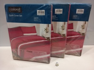 23 X BRAND NEW COLOROLL DOUBLE QUILT COVER SETS IN RED STRIPES